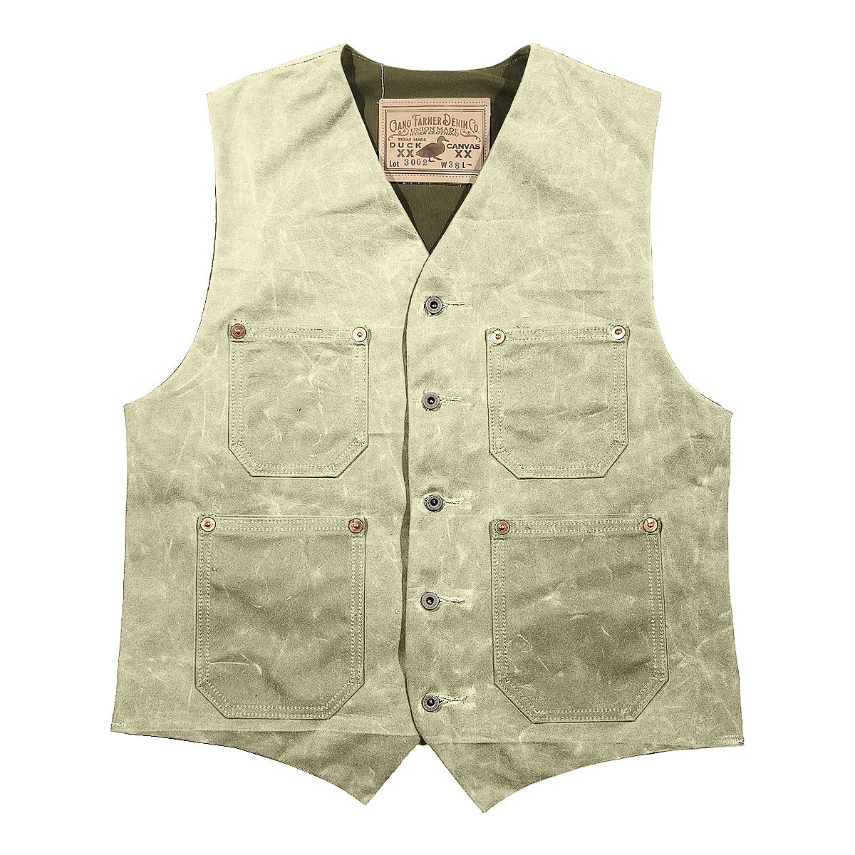 #3002 15oz Wax Duck Canvas Waistcoat Natural TYPE IH [ ICHIRO HACHIYA ...