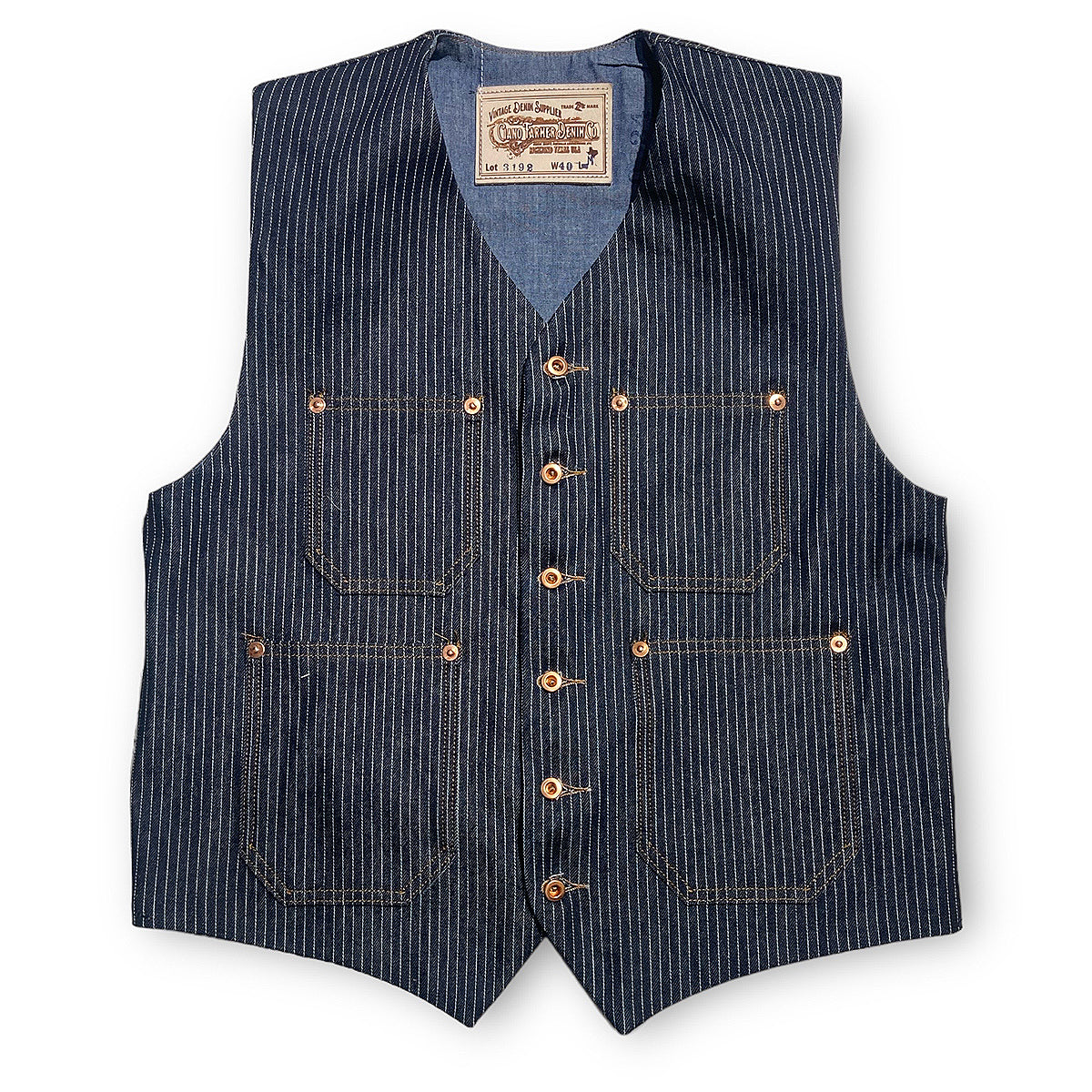 #2006 Waistcoat TYPE IH [ ICHIRO HACHIYA ] 14oz Japanese Indigo/Indigo Mini WABASH Selvage