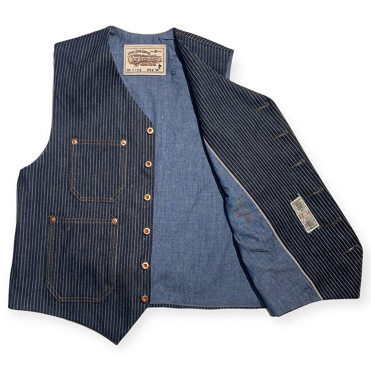 #2006 Waistcoat TYPE IH [ ICHIRO HACHIYA ] 14oz Japanese Indigo/Indigo Mini WABASH Selvage