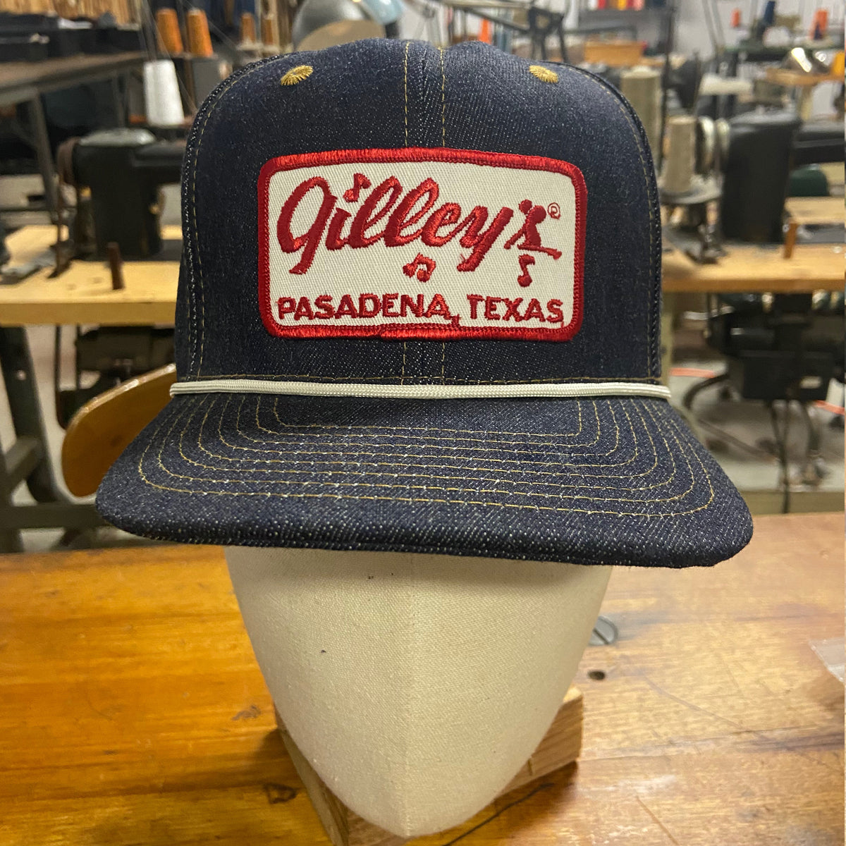 14oz TEXAS Denim Snapback HAT "HIGH CROWN" 1970s Trucker - Gilley's Patch