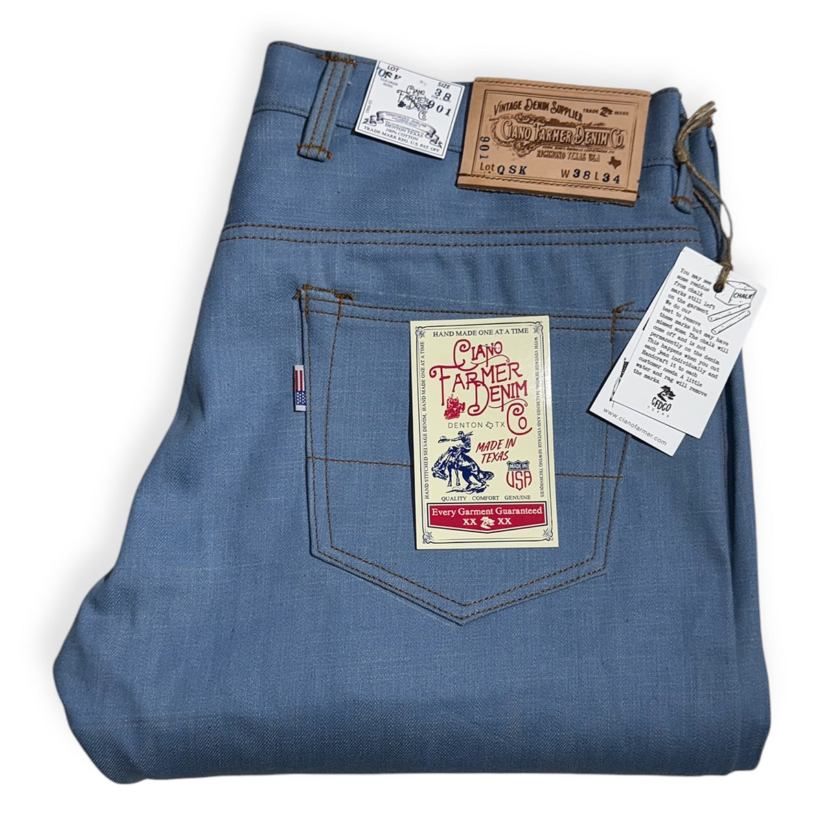 OPSTK 38W X 34L 901 Slim Fit - #OSK 14oz Japanese 70's Vintage Oshkosh Blue 5 Pocket