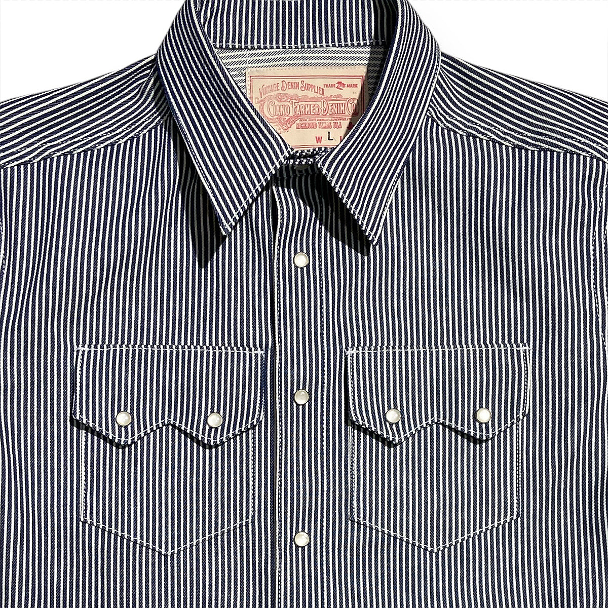 #HIC 10oz MV Mills Hickory Stripe Saw Tooth Work Shirt / Made in Texas