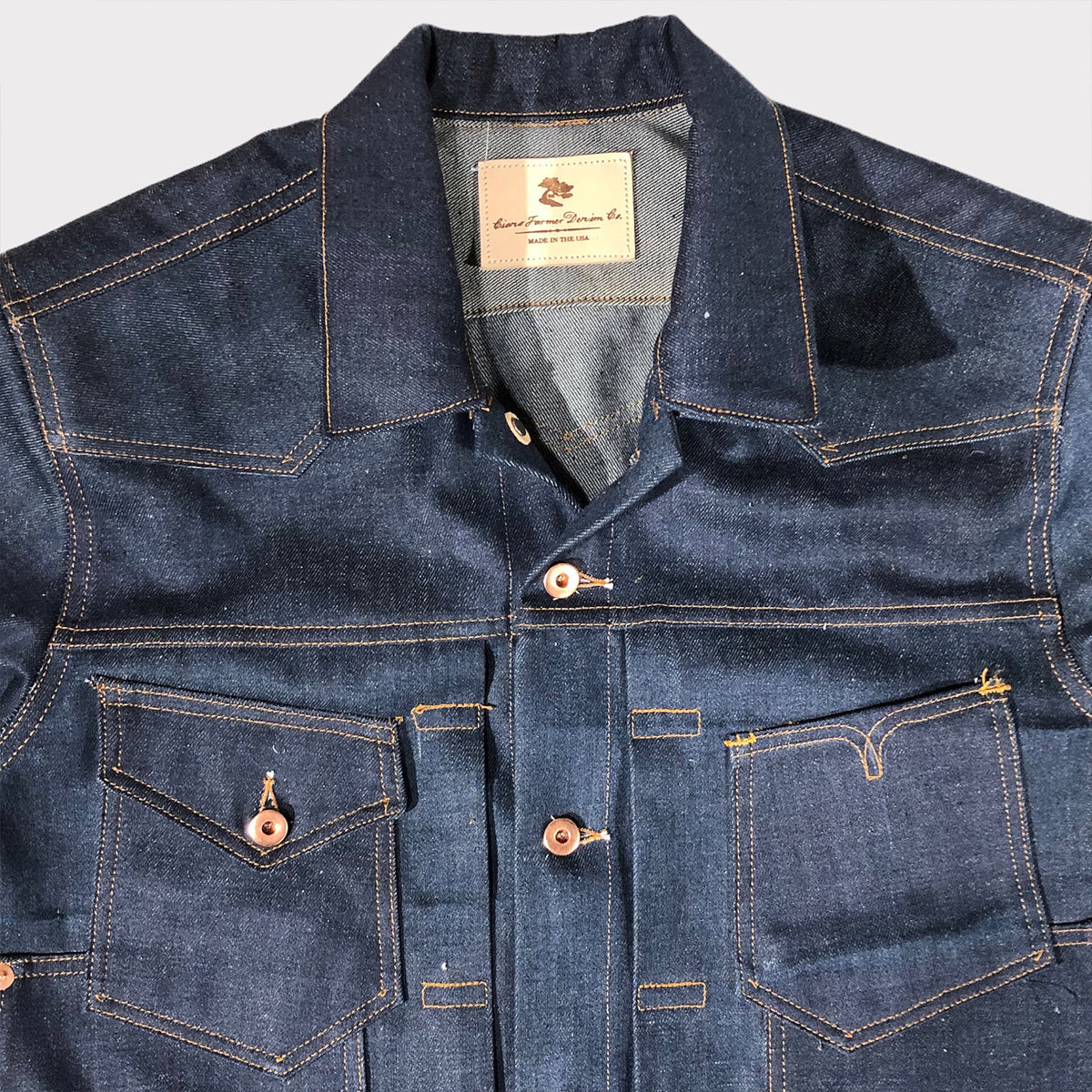 #K34563 15oz Indigo Cone Mills NATURAL Selvage TEXAS Fieldhand Jacket  {Limited Quantities}