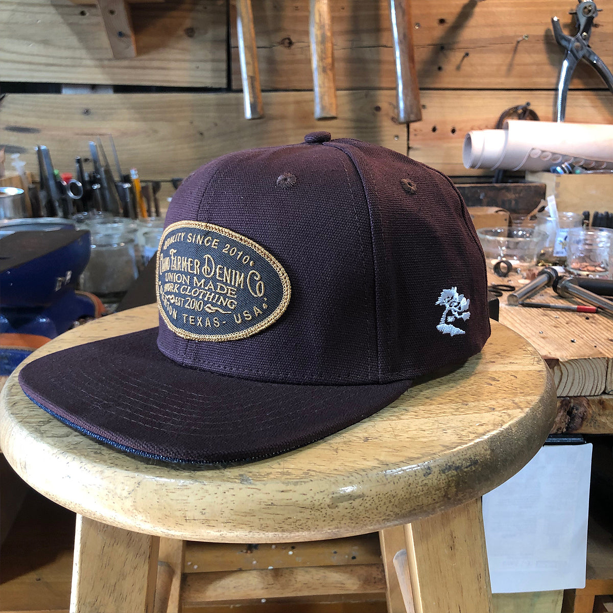 18oz USA Brown Duck Canvas Snapback HAT CFDCo Shop Patch