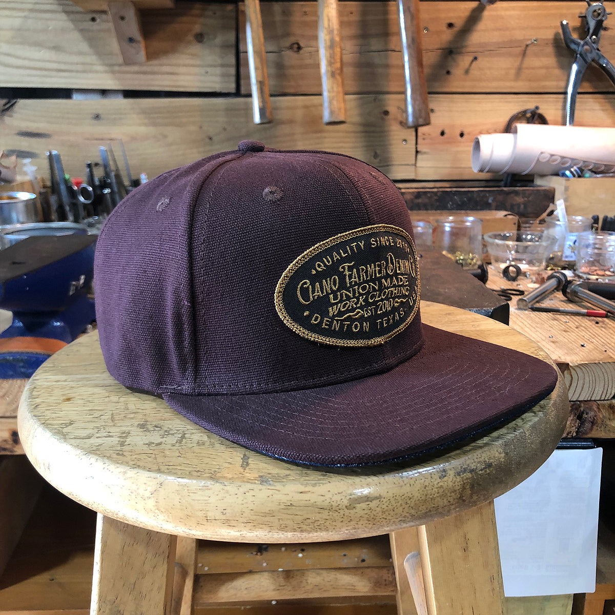 18oz USA Brown Duck Canvas Snapback HAT CFDCo Shop Patch